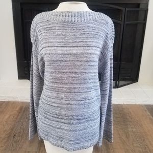 Gray, black, and white knit sweater